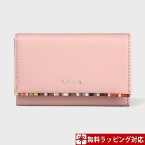 ポールスミス カードケース 名刺入れ レディース クロスオーバーストライプトリム ピンク Paul Smith｜clover-leaf