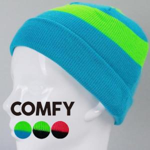 ビーニー ニットキャップ ボーダー ニット帽 COMFY BORDER BEANIE Blue Green Black Pink ブルー 青 グリーン 緑 ピンク ブラック 黒 コンフィ 帽子 春秋冬｜clover-sports-outdoo