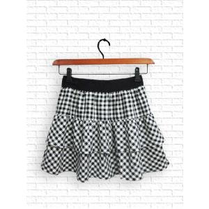 [スカート]　チェック柄2段フリルスカート