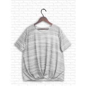 [トップス]　背中シフォン切替え重ね着風トップス