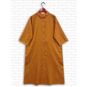 [ノースオブジェクト]　森の四角ドットシャツワンピース