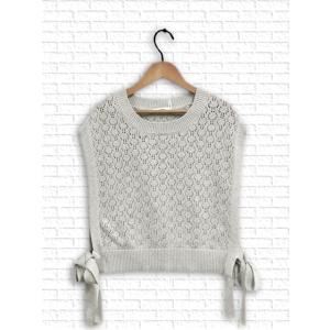 [ノースオブジェクト]　つながる丸の透かし編みショートベスト