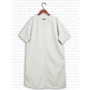 [ノースオブジェクト]　衿ヨーヨー刺繍シャツワンピース