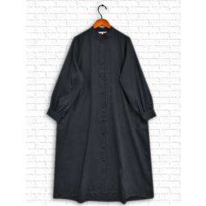 [ノースオブジェクト]　刺繍入りツイルピーチ起毛シャツワンピース