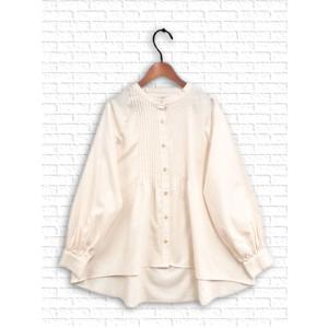 [ノースオブジェクト]　胸元ピンタックバンドカラーブラウス