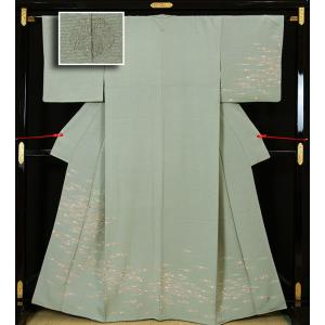 訪問着 友禅染作家「峰山」落款入り 山並みに咲く花々 正絹 8054