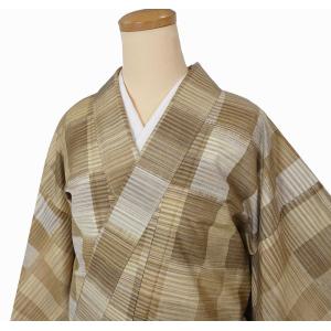 麻の葉×亀甲絣 真綿紬 正絹着物 三越小紋 紬のきもの 麻の葉亀甲花柄 絣織の大島紬風 正絹 7901 : きものあかね