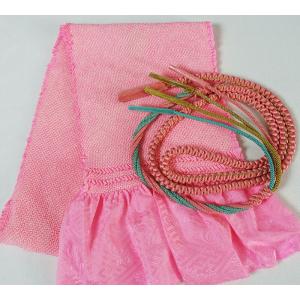 振袖用 正絹 帯揚げ・帯締め・重ね衿・半衿 4点セット オレンジ系 h