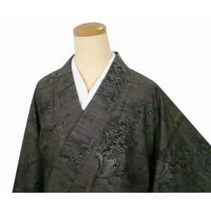紬のきもの 麻の葉亀甲花柄 絣織の大島紬風 正絹 7901 : きものあかね