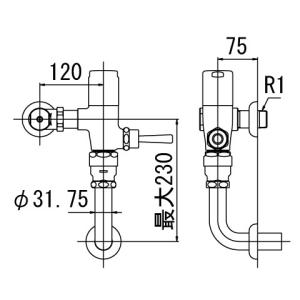 INAX/LIXIL フラッシュバルブ 洗浄水量6-8Ｌ便器用【CF-T610K】一般用(節水形)〔IE〕