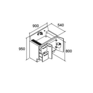 ●INAX/LIXIL ピアラ【AR3H-905SY】ミドルグレード 洗面化粧台本体 引出タイプ 一般地 シングルレバーシャワー水栓 間口900mm〔HJ〕