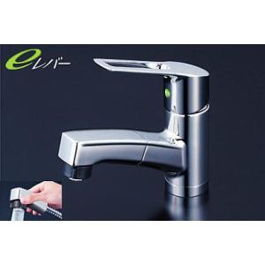 KVK 水栓金具【KM8001TFEC】洗面用シングルレバー式シャワー付混合栓 シャワー引き出し式 ...