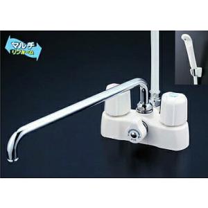 KVK 水栓金具【KF2008ZR3】デッキ形2ハンドルシャワー寒冷地仕様300mmパイプ式〔HB〕