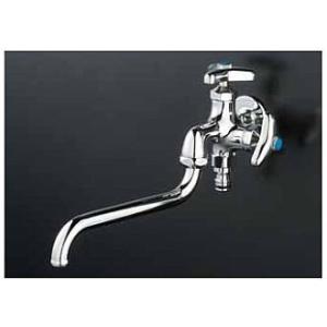 KVK 水栓金具【K21SPJ】屋外ホース接続ニップル付二口自在水栓〔GA〕｜家電と住設のイークローバー