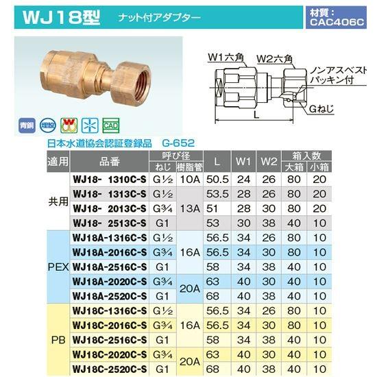 オンダ製作所【WJ18A-2020C-S】ダブルロックジョイント WJ18型 ナット付アダプター P...