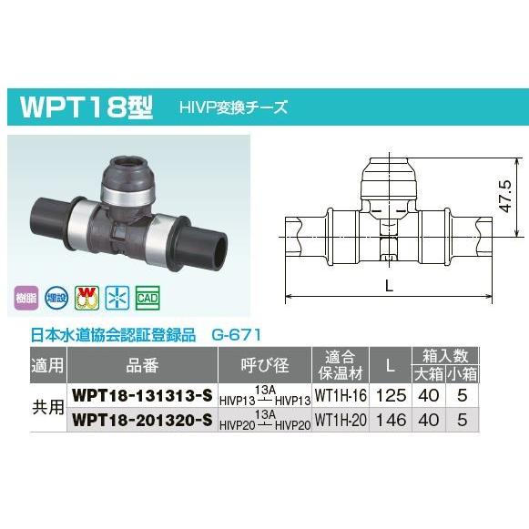 オンダ製作所【WPT18-201320-S】ダブルロックジョイントP WPT18型 HIVP変換チー...