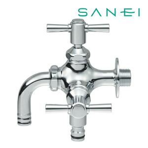 ≦《在庫あり》◆15時迄出荷OK！三栄水栓/SANEI【F126YV-13】散水用二口横水栓｜家電と住設のイークローバー