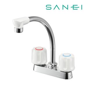 ≦《在庫あり》◆15時迄出荷OK！三栄水栓/SANEI 【K71D-W】ツーバルブ台付混合栓 共用形｜clover8888