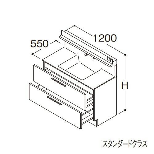 ●TOTO 【LDSFB120BCJDN1A】洗面化粧台 スタンダード オクターブ 2段引き出し 回...