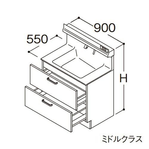 ●TOTO 【LDSFS090BQAMN1】洗面化粧台 ミドルクラス オクターブLite 2段引き出...