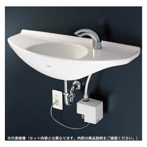 ###TOTO セット品番【L650D+TLE28SS1W】壁掛手洗器 カウンター一体形 台付自動水栓(単水栓・発電タイプ) アクアオート 床排水金具(Sトラップ)｜clover8888