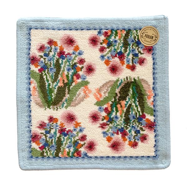 フェイラー タオルハンカチ ギフトバッグ入り ポンポネットローズ ブルー