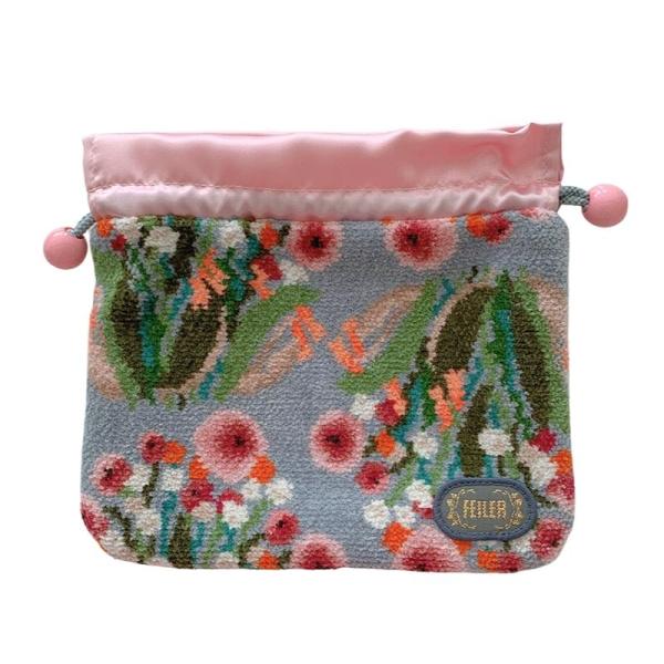 フェイラーFEILER ポンポネットローズ 巾着ポーチ グレー