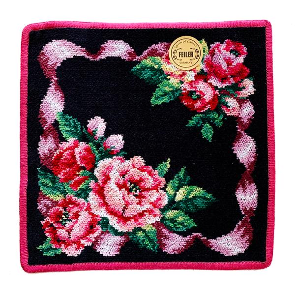 フェイラー タオルハンカチ ギフトバッグ入り ローズアダージョ ネイビー