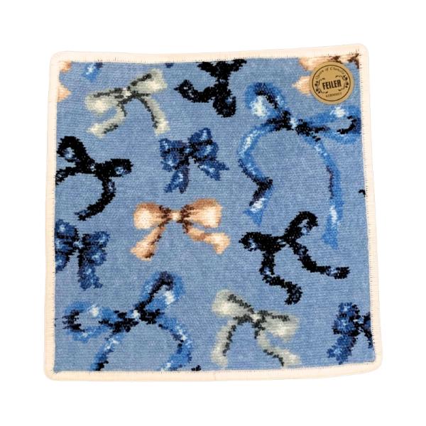 【新作】フェイラー タオルハンカチ ギフトバッグ入り フラッターリボン ライトブルー