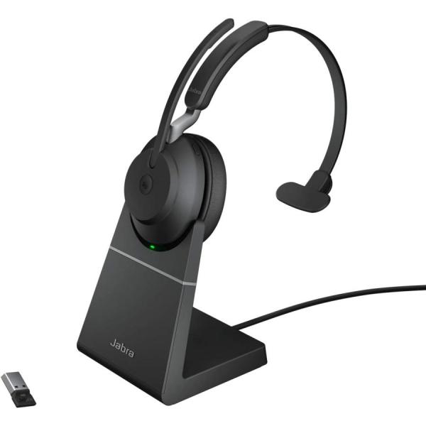 Jabra Evolve2 65 MS Mono USB-A 片耳ワイヤレスヘッドセット Stand...