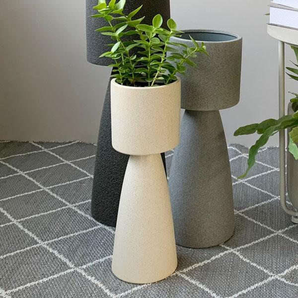 D&amp;M(ディーアンドエム) フォート プラントスタンド H38 クリーム/グレー/ブラック 4号 鉢...