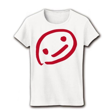 ニコニコ（赤） リブクルーネックTシャツ(ホワイト)