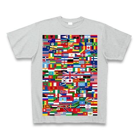 ロンドンオリンピック出場予定国の全国旗 Tシャツ Pure Color Print(グレー)