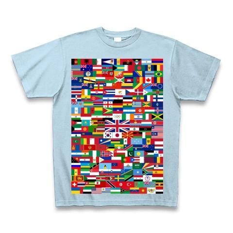 ロンドンオリンピック出場予定国の全国旗 Tシャツ Pure Color Print(ライトブルー)