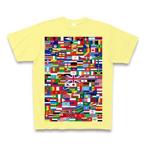 ロンドンオリンピック出場予定国の全国旗 Tシャツ Pure Color Print(ライトイエロー)