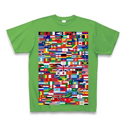 ロンドンオリンピック出場予定国の全国旗 Tシャツ Pure Color Print(ブライトグリーン...