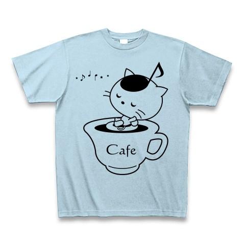 猫カフェの音符ねこ Tシャツ(ライトブルー)