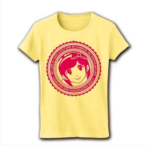 僕だけのアイドルと望遠レンズ リブクルーネックTシャツ(ライトイエロー)