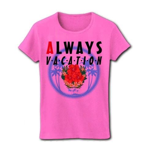 ALWAYS VACATION-バケーションよ、永遠に- リブクルーネックTシャツ(ピンク)