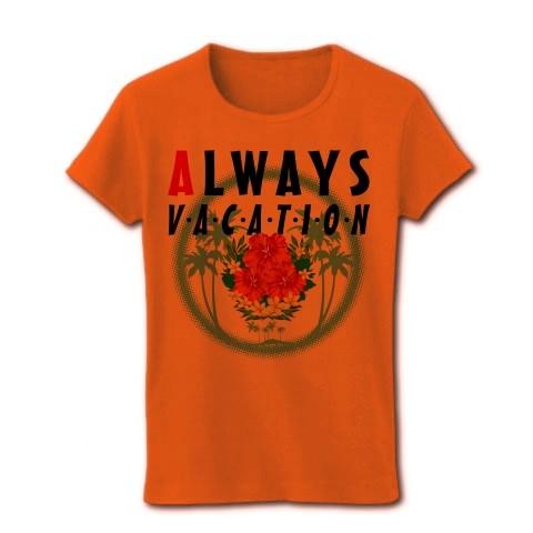 ALWAYS VACATION-バケーションよ、永遠に- リブクルーネックTシャツ(オレンジ)