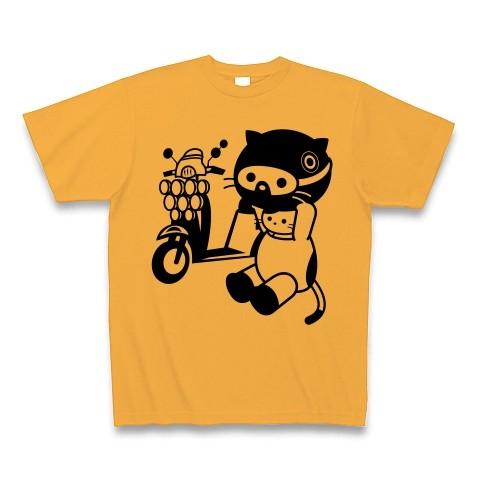 MODSバイクとねこ（モノクロ） Tシャツ(コーラルオレンジ)