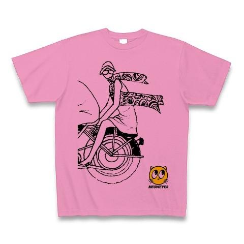 猫のニャーン声と視線（タンデムガール） Tシャツ(ピンク)