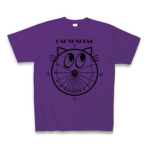 猫の日時計（北下タイプ・黒） Tシャツ(パープル)