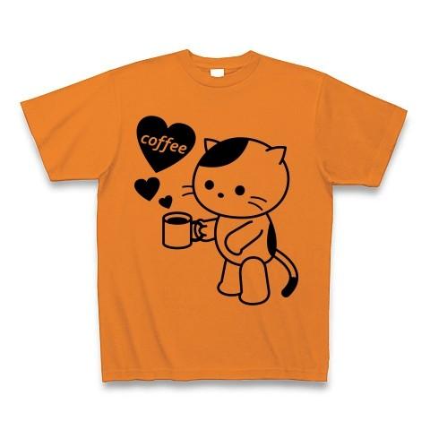 コーヒー大好きねこ Tシャツ(オレンジ)