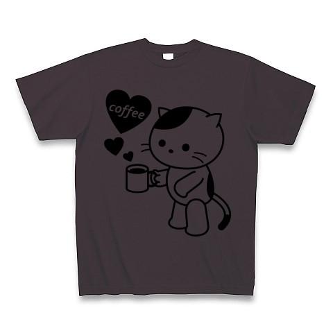 コーヒー大好きねこ Tシャツ(チャコール)