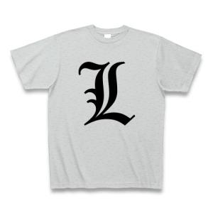 デスノート風「L」(黒文字) Tシャツ Pure Color Print(グレー)｜clubtstore