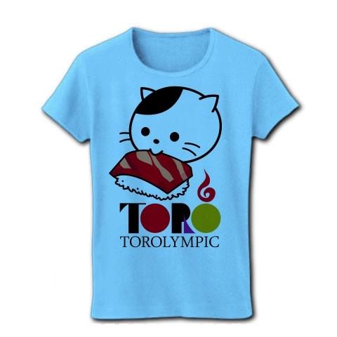 トロリンピックー世界猫大会ー リブクルーネックTシャツ(ライトブルー)