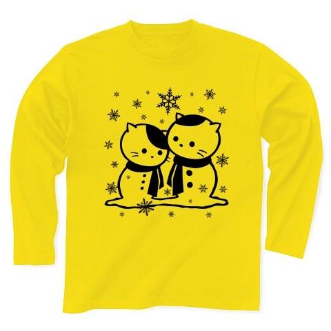 冬の日の雪ダルマねこ 長袖Tシャツ(デイジー)