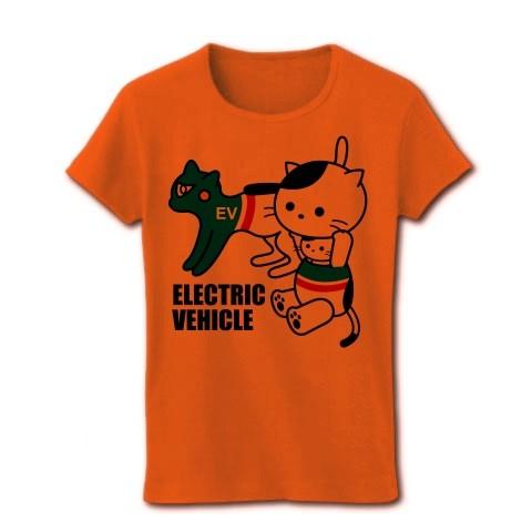 EVコンパニオン着ぐるみバイトねこ リブクルーネックTシャツ(オレンジ)