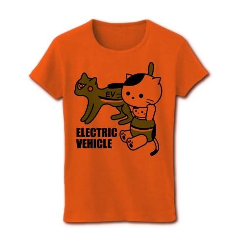 EVコンパニオン着ぐるみバイトねこ 2 リブクルーネックTシャツ(オレンジ)
